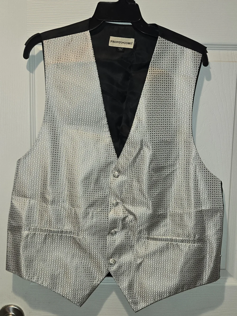 Pronto Uomo Silver Textured Formal Vest